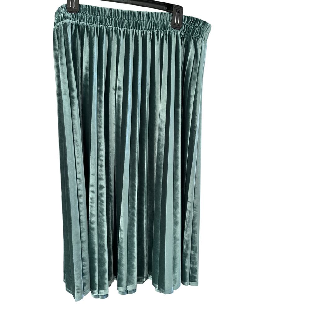 Velvet Skirt XL Womens Long Blue-Green Pleats Whimsigoth Fairy Boho Holiday